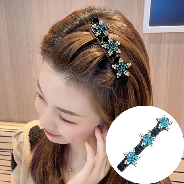 Xihbxyly Juego de Pinzas para El Cabello, Elegante Horquilla con Diseño de Cuatro Hojas, Accesorio con Brillantes Detalles de Diamantes de Imitación, Fácil de Peinar para Cabello Desordenado, Ideal p