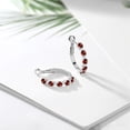 thumbnail image 4 of Gem Stone King 925 Sterling Silver Women Hoop Earrings Red Garnet White Created Sapphire (1.82 Cttw, Round Cut, 3/7 inch Diameter), 4 of 4