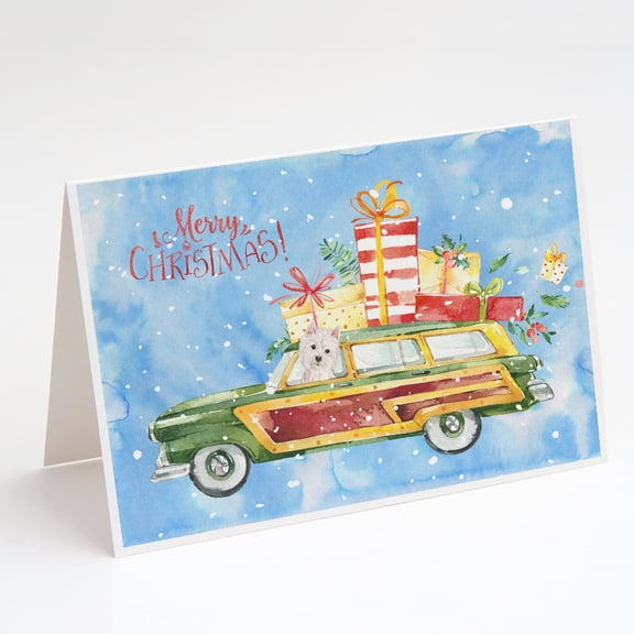 Caroline's Treasures Westie Christmas Greeting Cards with Envelopes, 5" x 7" (8 Count)