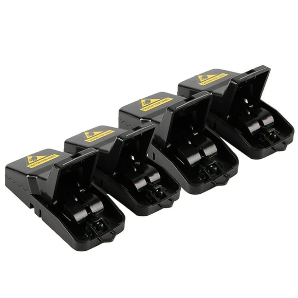 EeaseMX 4 trampas para ratones Snap Quick Kill, efectivas, reutilizables, duraderas e higiénicas (negras)