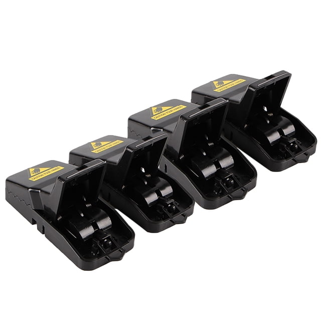 EeaseMX 4 trampas para ratones Snap Quick Kill, efectivas, reutilizables, duraderas e higiénicas (negras)