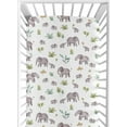 thumbnail image 5 of Sweet Jojo Designs Watercolor Elephants Grey Green and Blue Fitted Crib Sheets 2 Piece Set, 5 of 6