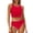 Red, variant on QIUOMBBP 2 Piece Tankini Swimsuits for Women Full Coverage Cropped Tank Top with High Waist Bottom Beach Vacation Modest Bathing Suit Bronze XL