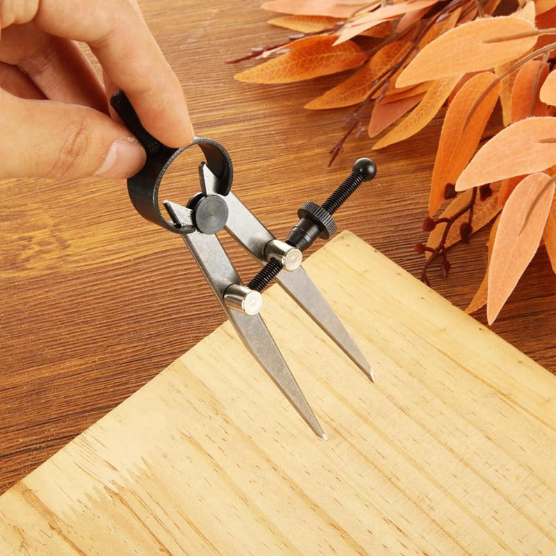 3 Pieces Adjustable Lockable Spring Wing Divider 4/6/8 Inch Carbon Steel Caliper Measuring Tool Leather Compass