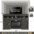 thumbnail image 5 of Mayincolor Fireplace TV Stand for 65+ inch, Farmhouse Entertainment Center with 23" Electric Fireplace with Remote, Modern Rustic TV Console Storage Cabinet with Sliding Bar Door , Dark Grey, 5 of 7