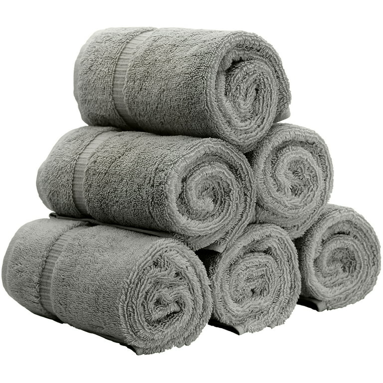 Market & Place Turkish Cotton Luxury 6-Pack Hand Towel Set Light Grey