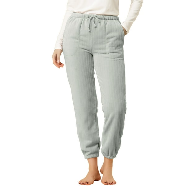 Pantalon de pyjama en molleton de flanelle pour femme Pantalon Ã©pais  d'hiver avec poche Pantalon de dÃ©tente chaud pour la maison Gris XS 