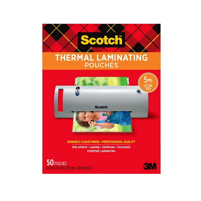 Bolsas de laminación térmica Scotch, 50 unidades, transparentes, 3 mil