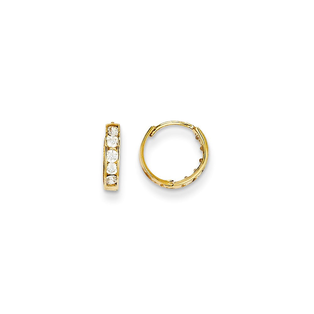 Fritagelse milits gavnlig Real 14kt Yellow Gold Madi K CZ Hinged Hoop Earrings; for Adults and Teens;  for Women and Men - Walmart.com