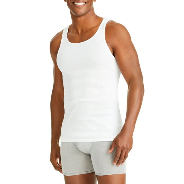 Hanes TAGLESS ComfortSoft Men`s White A-Shirt, L, White