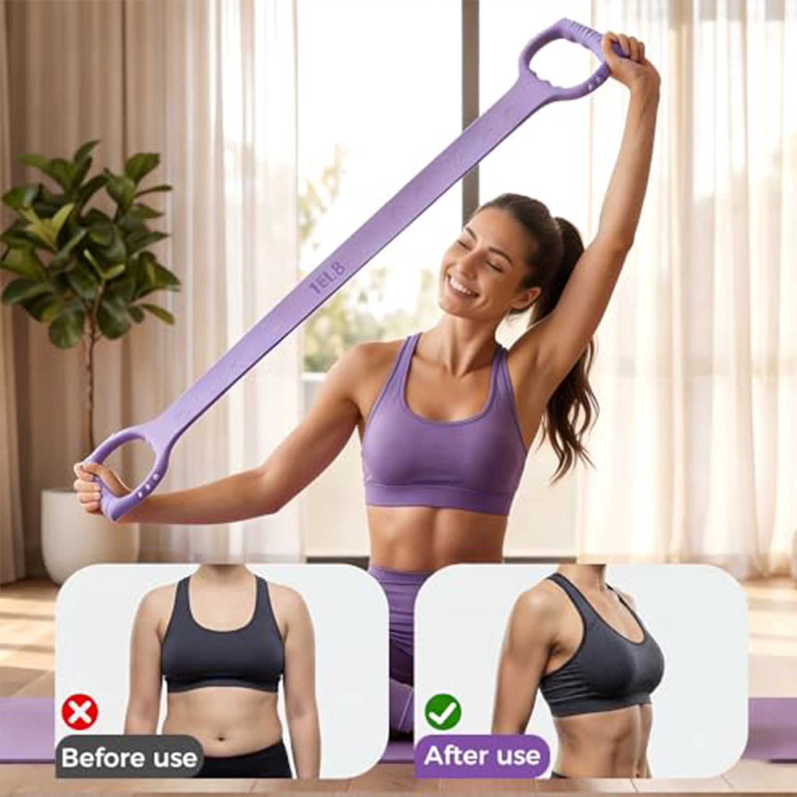 Figure 8 Resistance Band with Handles, 2026 New Resistance Band with Handles for Exercise, Flex Sculpt Band for Women Arms Shoulder Back Legs Stretching Pilates Yoga