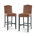 thumbnail image 2 of Christopher Knight Home Transitional 30.75" PU Upholstered Bar Stools with Solid Wood Frame, Brown, Set of 2, 2 of 12