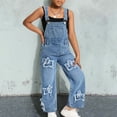 thumbnail image 2 of Girls' Denim Overall Jumpsuits Kids Casual Sleeveless Overalls Girls Wide Leg Jeans Girls Overalls with Pockets Kids Clothes Girls Size 9-10 Years, 2 of 5