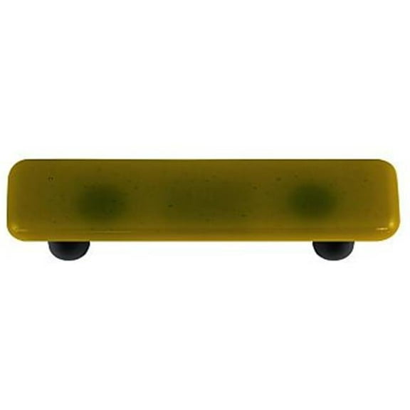 Hot Knobs HK1014-PB Chartreuse Rectangle Glass Cabinet Pull - Black Post
