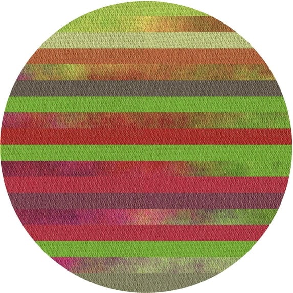 Ahgly Company Indoor Round Patterned Pistachio Green Area Rugs, 6' Round