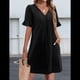 thumbnail image 4 of Vestidos de Verano para Mujer, Vestido Informal con Cuello en V, Corta y Volantes, con Bolsillos, Negro, Talla M, 4 of 8