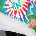 thumbnail image 3 of Oversized Wearable Blanket Hoodie,Colorful Tie Dye Pattern Sherpa Blanket Hoodie with Super Pockets,Super Warm Fuzzy Pullover for Women & Men, 3 of 6