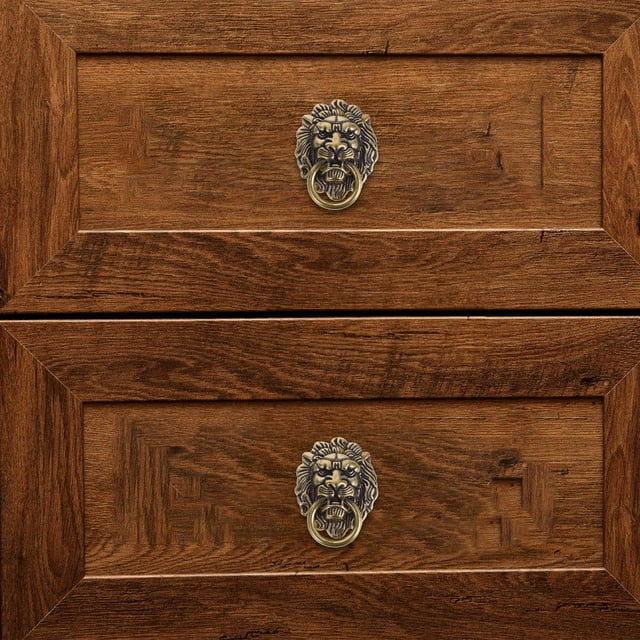 unbranded 2Pcs Chinese Ancient Style Lion Head Door Knocker Brass Hardware For Homeowners