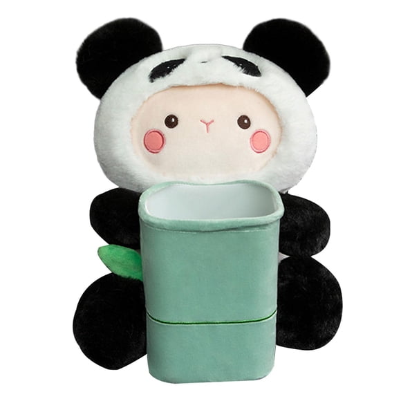 Caja de pañuelos de felpa suave para coche, reposabrazos, papelera, decoración interior Panda