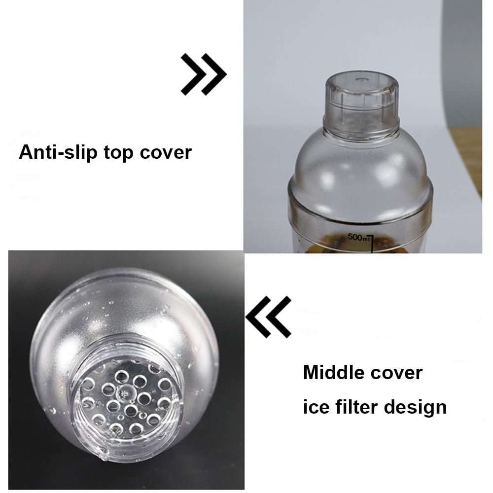 Ycolew Plastic Cocktail Shaker, Hand Drink Mixer Boba Tea Shaker Cup with  Scales,Bar Tool Transparent 