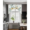 thumbnail image 4 of Sunflower Kitchen Curtains Swag Valance for Windows/Bathroom/Cafe, Green Eucalyptus Yellow Farmhouse Floral Rod Pocket Drape Panel Swag Curtain Valance for Bedroom/Living Room 55''x36'', 4 of 6