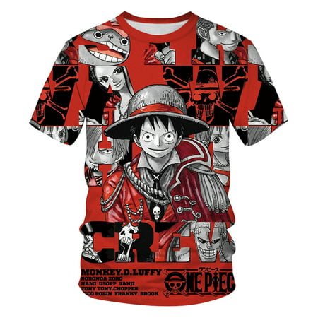 Women Men Fashion 3D T-Shirt Anime Dragon Ball Z Goku And One Piece Luffy Print Casual Short (One Piece Best Anime)