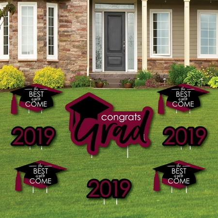 Maroon Grad - Best is Yet to Come - Yard Sign & Outdoor Lawn Decorations - 2019 Graduation Party Yard Signs - Set of