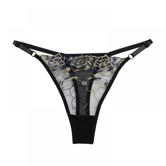 4 Pack Women Lace Embroidery Thong Sexy Side Tie Adjustable Mesh G-String Low Rise Panties Underwear