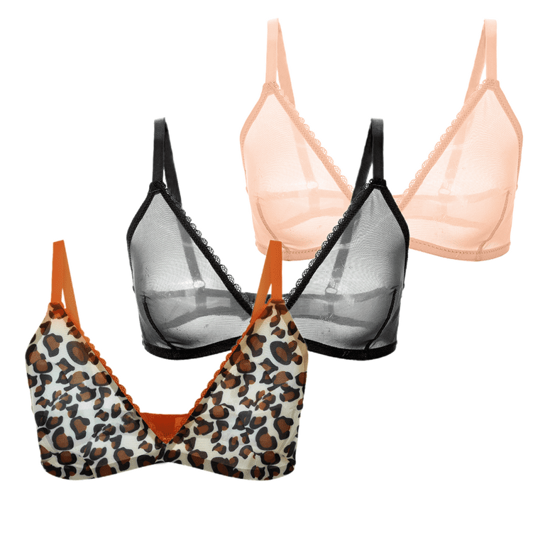 Leopard Print Bra and Panty Sets for Women Wirefree