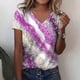 thumbnail image 1 of ICHUANYI Clearance Fashion Woman V-Neck Short Sleeve Blouse T-Shirt Summer Printing Loose Tops(Hot Pink, L) ICHUANYI WER2023080902765, 1 of 8