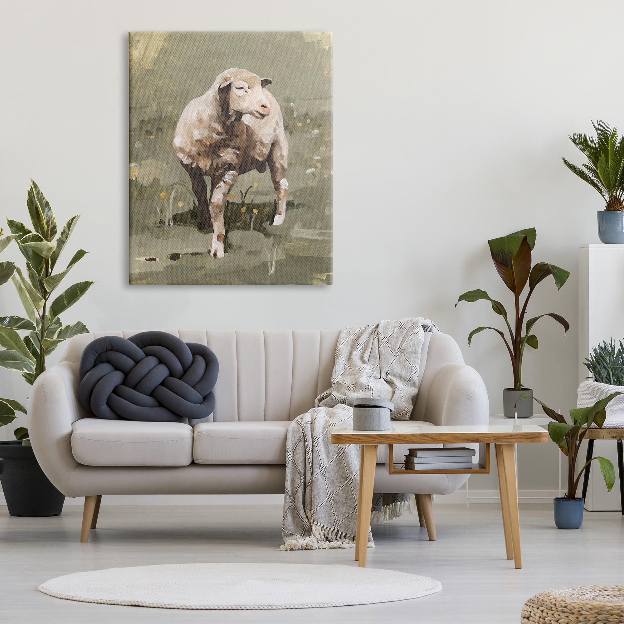 Stupell Industries Impressionistic Spring Sheep Grazing Grassy Farm Field, 36 x 48, Designed by Emma Caroline