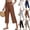 13# Coffee, variant on Linen Capri Pants for Women Summer 2026 Wide Leg Loose Fit Drawstring Elastic High Waisted Beach Cropped Trousers Black XL