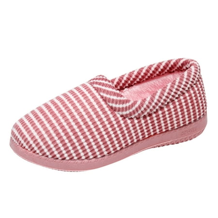 

ZHAGHMIN Shoes For Women Slip On Fashionable Winter Women Casual Shoes Indoor Flat Bottom Non Slip Colorblock Stripes Slip On Cotton Plush For Warmth Ladies Shoes Comfortable Business Casual Shoes F