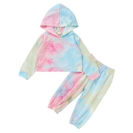 

Dadaria Toddler Sweatshirt 1-6T Newborn Infant Baby Girls Boys Rainbow Tie-Dye Hoodie+Pants Set Outfits Clothes Blue 80 Toddler