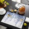 thumbnail image 3 of Eucalyptus Leaves Placemats Set of 4, Navy Blue Summer Botanical Weeping Placemats for Dining Table, Place Mats for Kitchen Tabletop, Waterproof Wipeable Dining Table Mats Set, 3 of 9