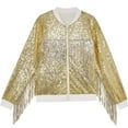 thumbnail image 2 of Tao Tao Tessel Girls Sequin Jackets Kids Girls Boys Bomber Jacket Zip Up Coat Sparkle Outwear Birthday Clothes Trendy Shiny Coat Gold 150, 2 of 3