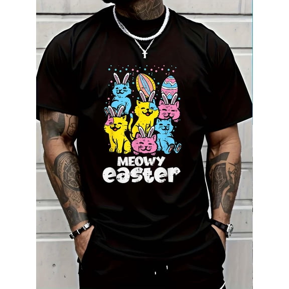100% Cotton Meowy Easter Bunny Cats Spring Animal Pet Women Girls Kids T-Shirt Graphic T-shirts for men and women