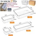 thumbnail image 3 of 37 PCS Drawer Organizers Organizadores de Cajones de Plástico Transparente + 2 Pcs Cepillo de Limpieza - 4 Tamaños Cajas de Almacenamiento, Organizador de Maquillaje, para Cosméticos, Joyeros, 3 of 4