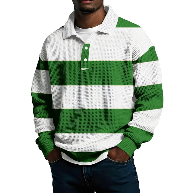 Mens Manga Larga Vintage de Moda Impresión Casual Color Sólido Botón Turndown Collar Camisa para el Verano Al Aire Libre