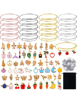 Minifaceminigirl 64 Pieces Charm Bracelet Making Kit Including Jewelry Beads Snake Chains, DIY Craft for Girls, Jewelry Christmas Gift Set for Arts and Crafts for