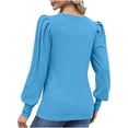 thumbnail image 5 of Sweaters for Women Long Sleeve V Neck Shirts Lightweight Casual Tunic Tops Shrug Shoulder Elegant Clothes Blue,S, 5 of 6