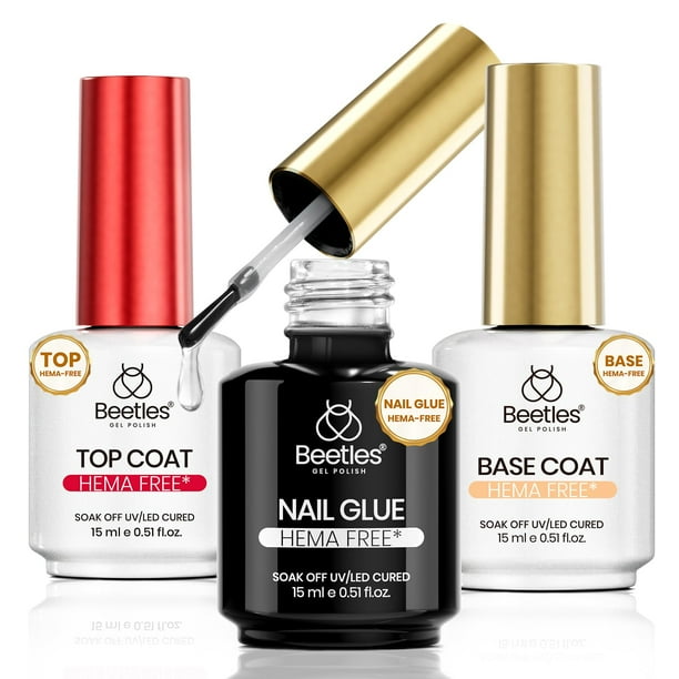 Kit de gel para uñas Beetles, sin hemas, 15 ml, capa superior y base