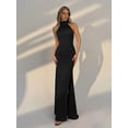 thumbnail image 3 of Black Backless Halter Maxi Dress With Ruched Waist And Tie Neck, 3 of 4