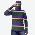 thumbnail image 6 of Afuyipoi Men Long Sleeve Hooded Athletic Jackets,Striped Printed Integrated Face Mask Hood Cooling Pullover Sun Protection Purple XL, 6 of 7