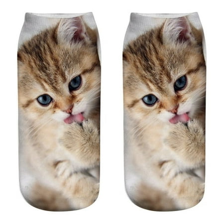 

KEVCHE Unisex Funny 3D Fashion Cat Printed Casual Socks Cute Low Cut Ankle Socks