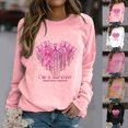 thumbnail image 5 of WREESH Women's Fall Pink Ribbon Sweatshirt Heart Graphic Long Sleeve Casual Top Breast Cancer Awareness Shirts White, 5 of 5