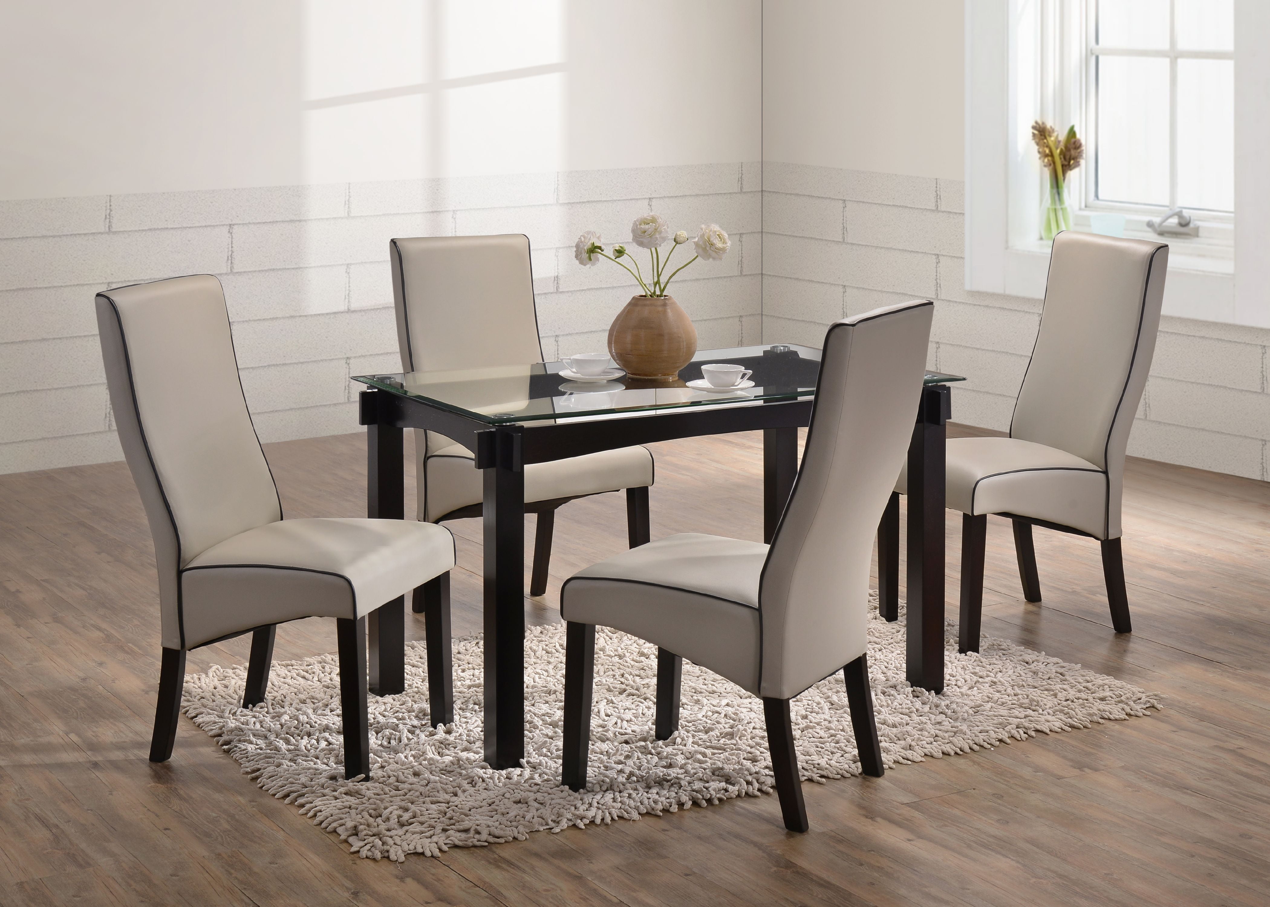 Eugene 5 Piece Dining Set, 47&quot; Rectangular, Transitional, (Cappuccino