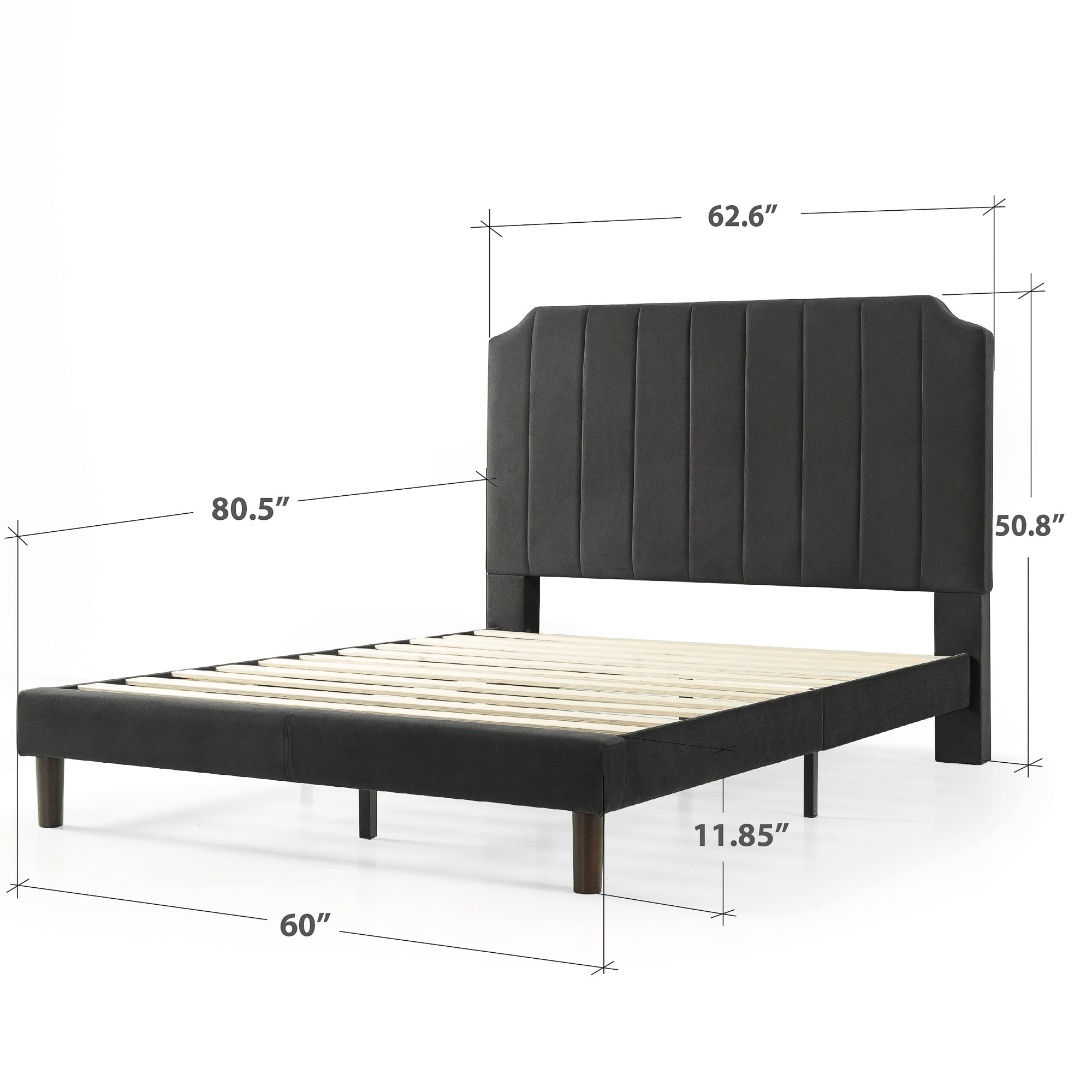 Zinus 51" Charlotte Upholstered Platform Bed Frame Dark Gray, Queen