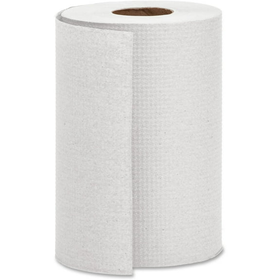 Genuine Joe Hardwound Roll Paper Towels - 7.88" X 350 Ft - White - Absorbent, Embossed - For Restroom - 12 / Carton