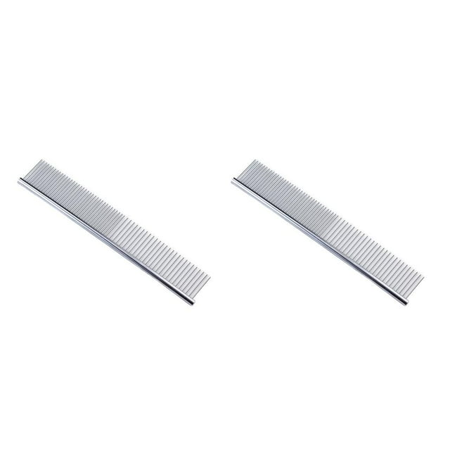 Shengyu Fournitures pour Animaux Peigne pour Chien en Acier Inoxydable Épilateur Brosse de Soin pour Poils Emmêlés Accessoires de Toilettage Râteaux Outils de Beauté Acier Inoxydable 2 Ensembles